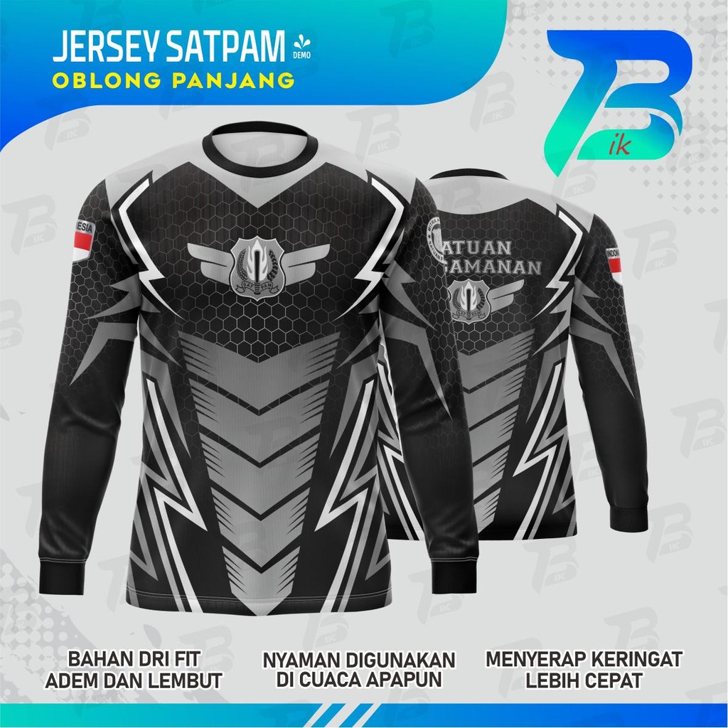 JERSEY OBLONG SATPAM 4 LENGAN PANJANG/KAOS KERAH OBLONG MOTORCROSS FULLPRINTING/JERSEY SATPAM 4