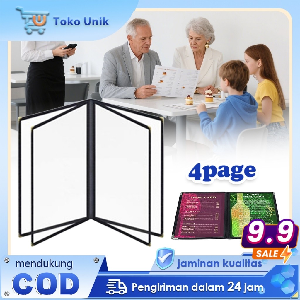 

A4 Cover Pelindung Menu 4 Halaman Buku Menu Restoran Menu Cover Sampul Menu Transparan