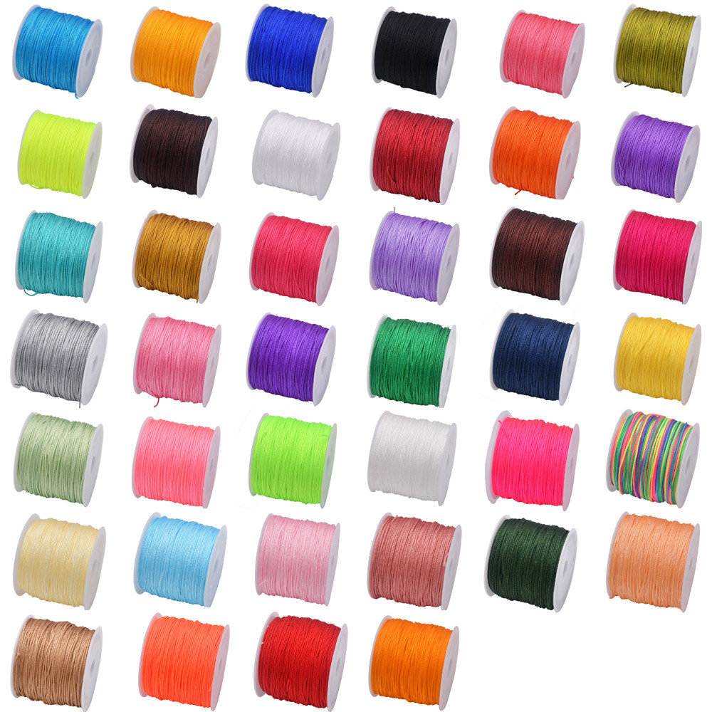 

50Yds 0.8mm Crafts Nylon Cord For Jewelry Making Beading Braided Nylon Satin String for Bracelets Rattail Trim Chinese Knot