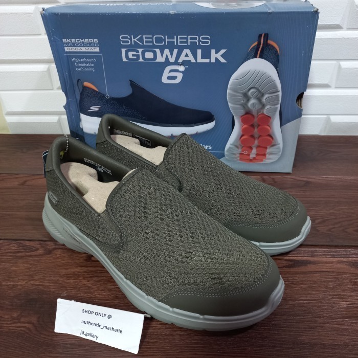 Original SALE 70% SEPATU SKECHERS GO WALK 6 REQUISITE 216623 KHK MEN