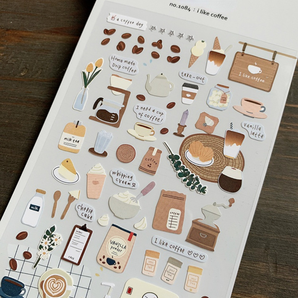 

Korean Import Original Suatelier I Like Coffee Sticker Scrapbook Decoration Stationery DIY Stickers School Office Supply