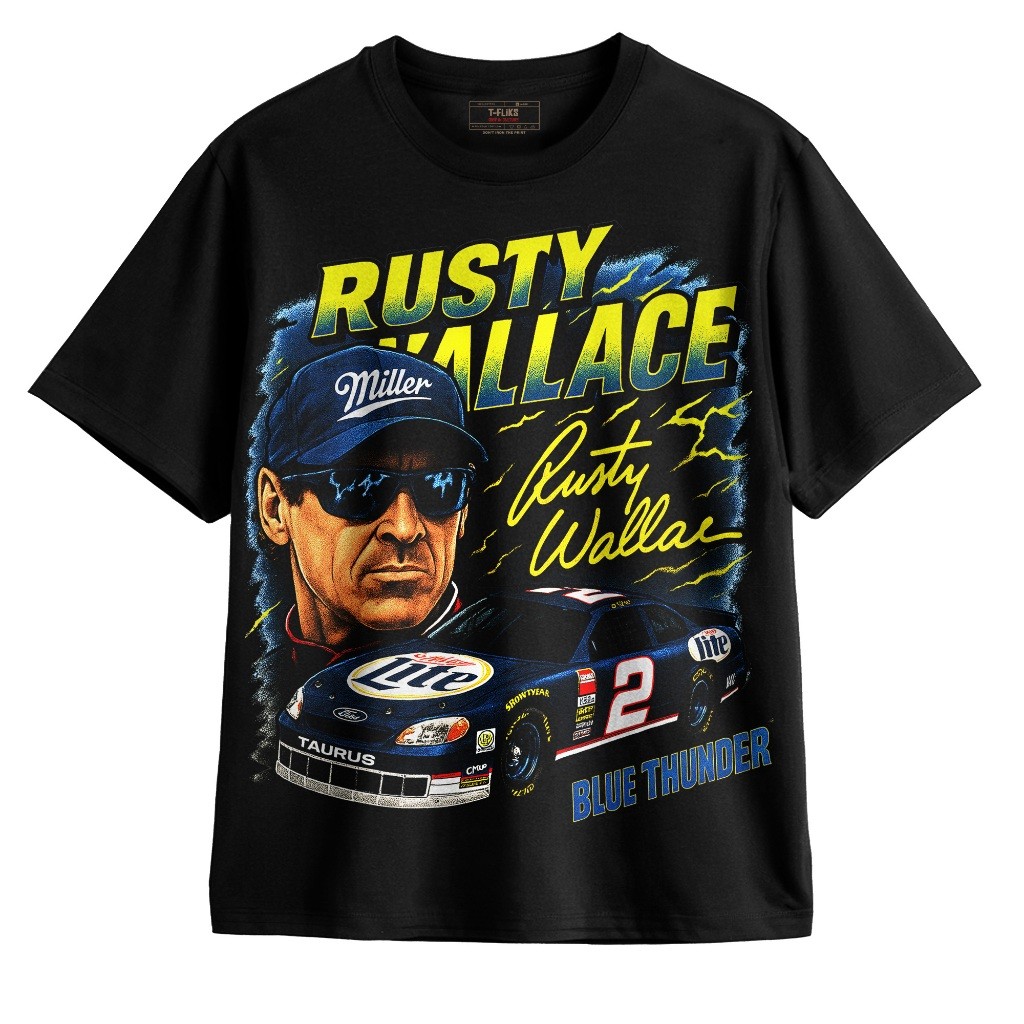 (COD) NASCAR RUSTY WALLACE KAOS SPORT TSHIRT OVERSIZE UNISEX HITAM - TFLIKS