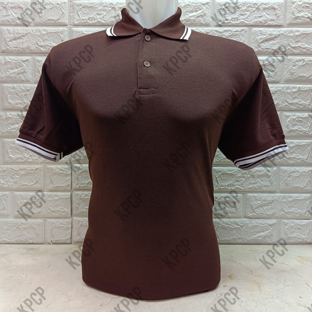 Kaos kerah pria polos Coklat Tua | kaos polo shirt seragam kerah list polos