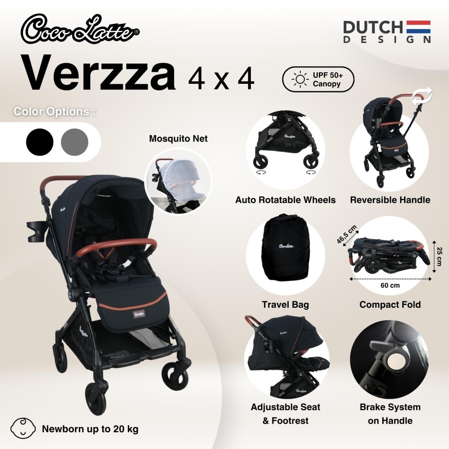 Cocolatte stroller verzza 21208 black kereta dorong sorong