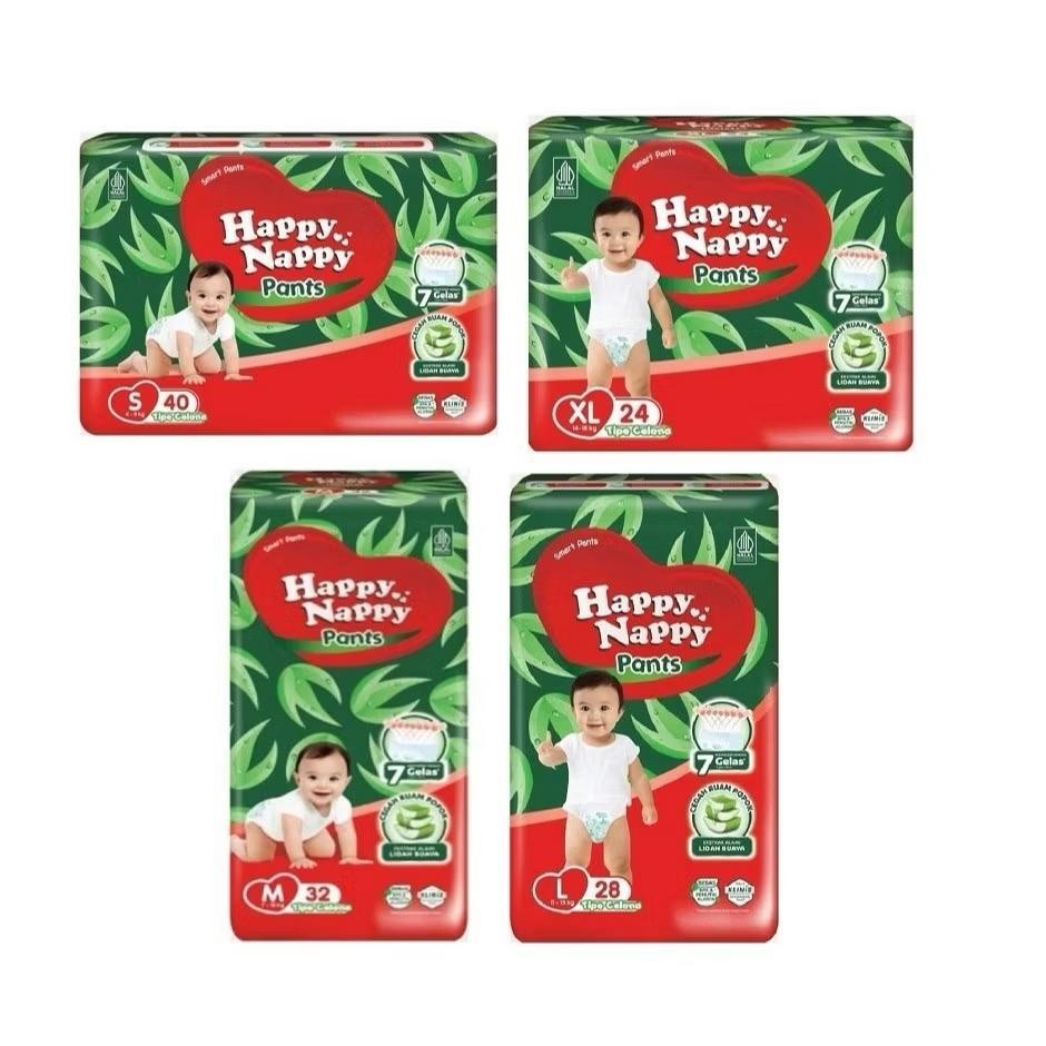 Wonwon Mart - Happy Nappy Smart Pants Popok Pamper Pampers Celana / Perekat Bayi NB-S40 S40 S60 M32 