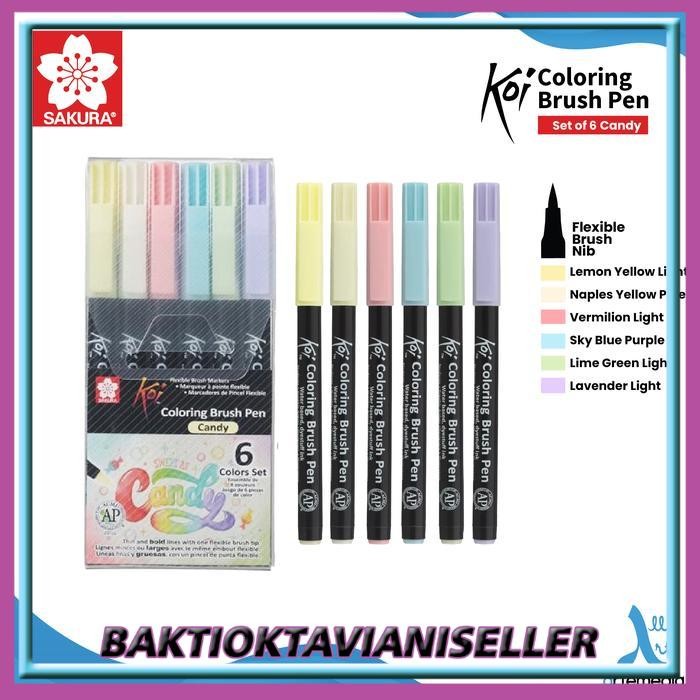 

Brush Pen Sakura Koi Coloring Brush Pen Set 6 Pena Kuas Warna - CANDY