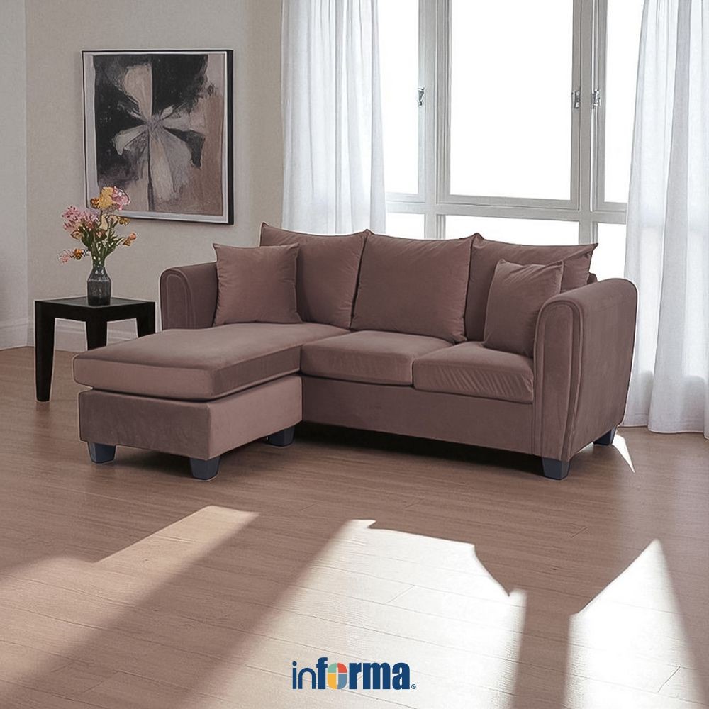Informa Lufkin Sofa Sudut Fabric - Cokelat Tua Sofa Ruang Tamu Kursi Sofa Sofa Minimalis Kursi Ruang
