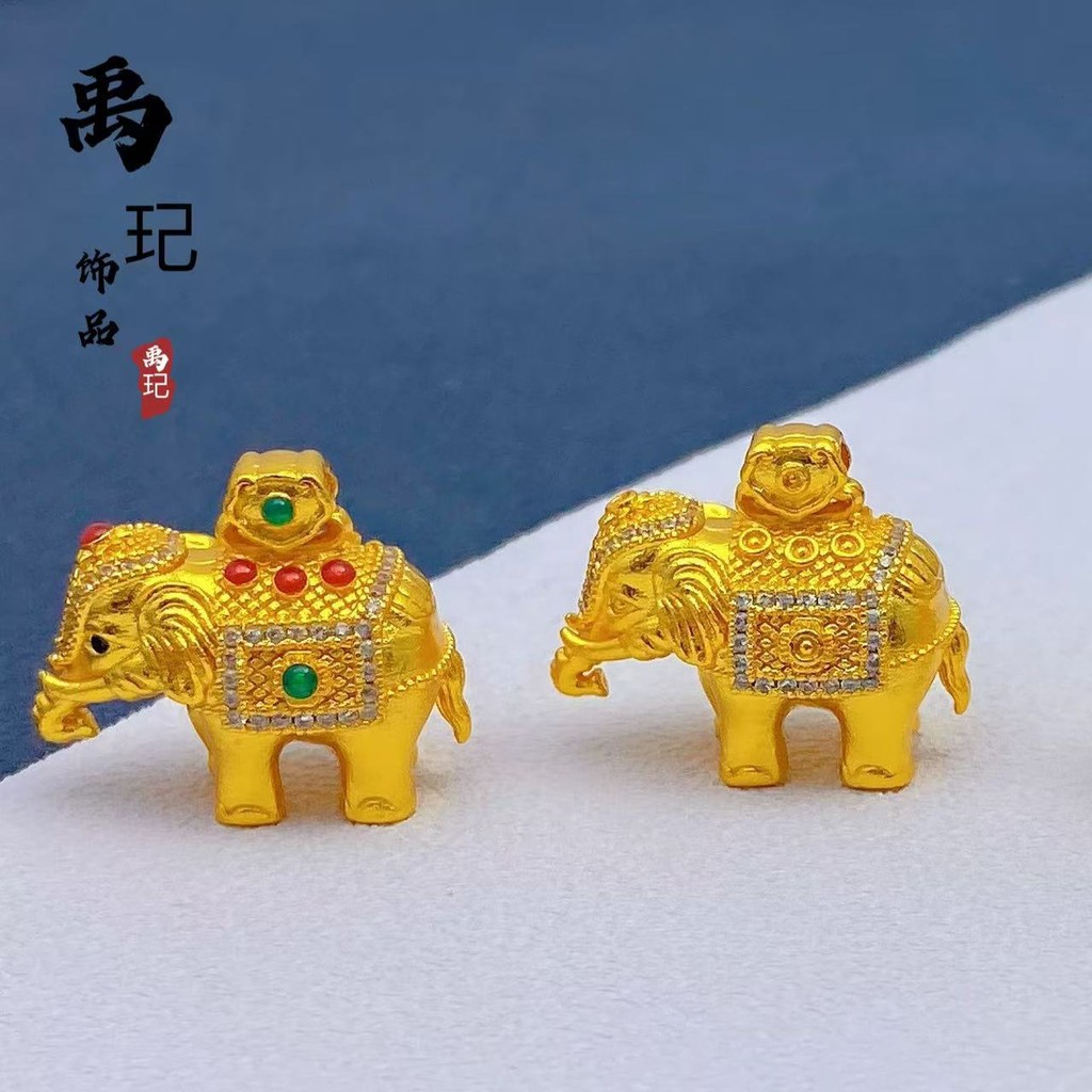Vietnam pasir emas metode kuno dengan berlian keberuntungan gajah ruyi liontin DIY aksesoris DIY kal