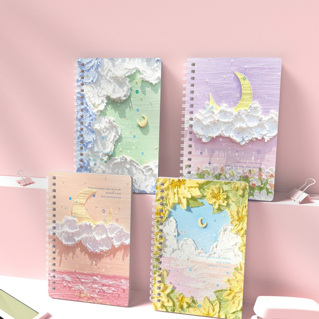 

Buku Agenda Journal Notebook A5 - 1 Paket 4 Pcs/ Buku Tulis A5 Catatan Notebook Ring Spiral