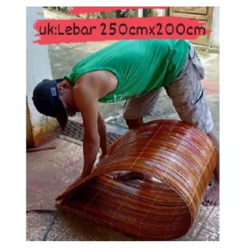 Star OFC - Tirai krey outdoor ROTAN PLISTUR UK 2,5X2m lengkap tali penggulung kerekan ring besi  tir