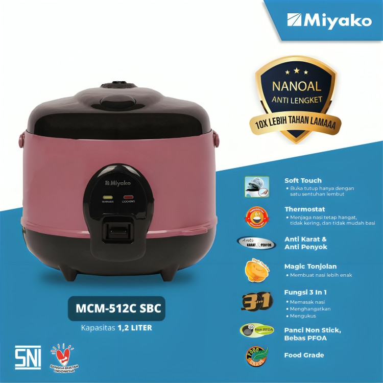 MIYAKO Magic Com MCM-512C SBC 1,2 Liter / Pemanas Nasi Miyako Rice Cooker Miyako MCM512C SBC 1.2L