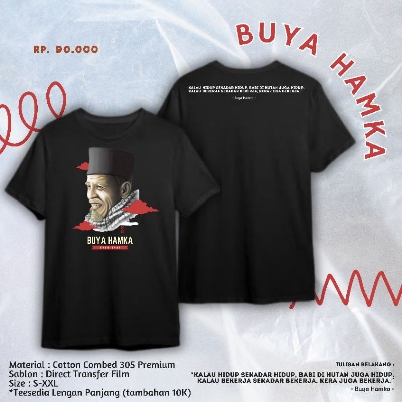 (COD) Kaos Tokoh Buya Hamka Cotton Combed 24S Premium