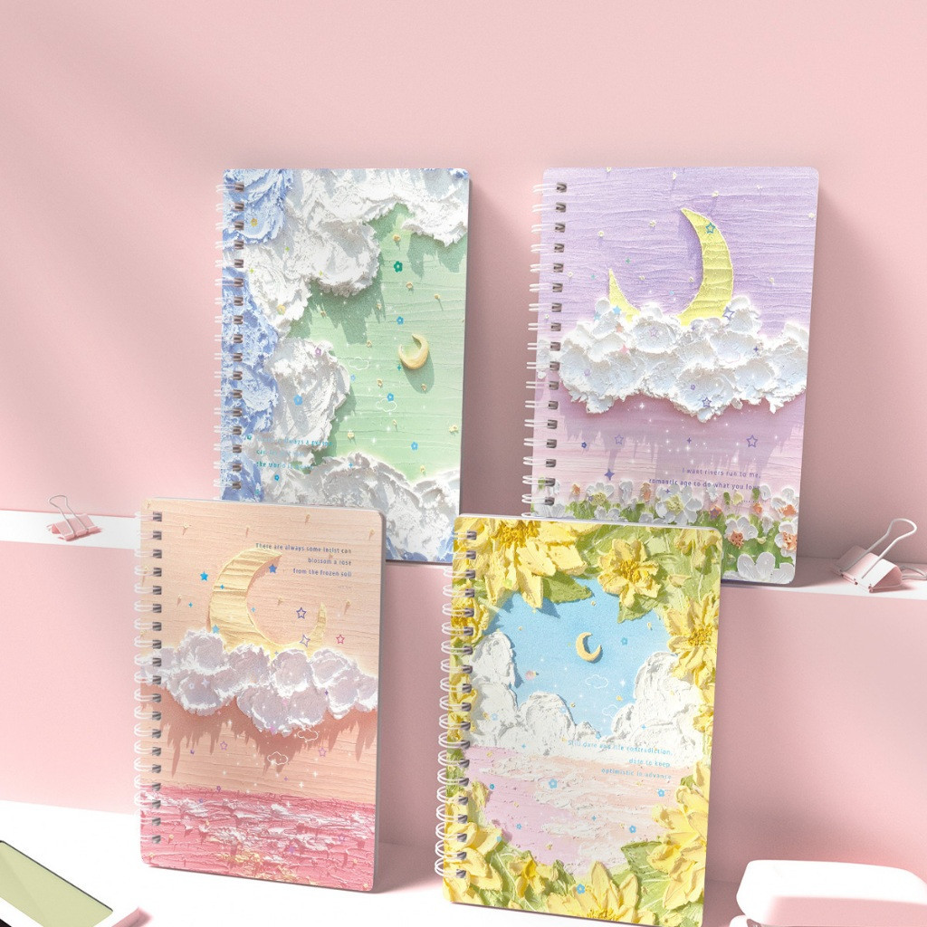 

Notebook A5 - 1 Paket 4 Pcs Diary Buku Tulis A5 Catatan Notebook Ring Spiral / Buku Agenda Journal