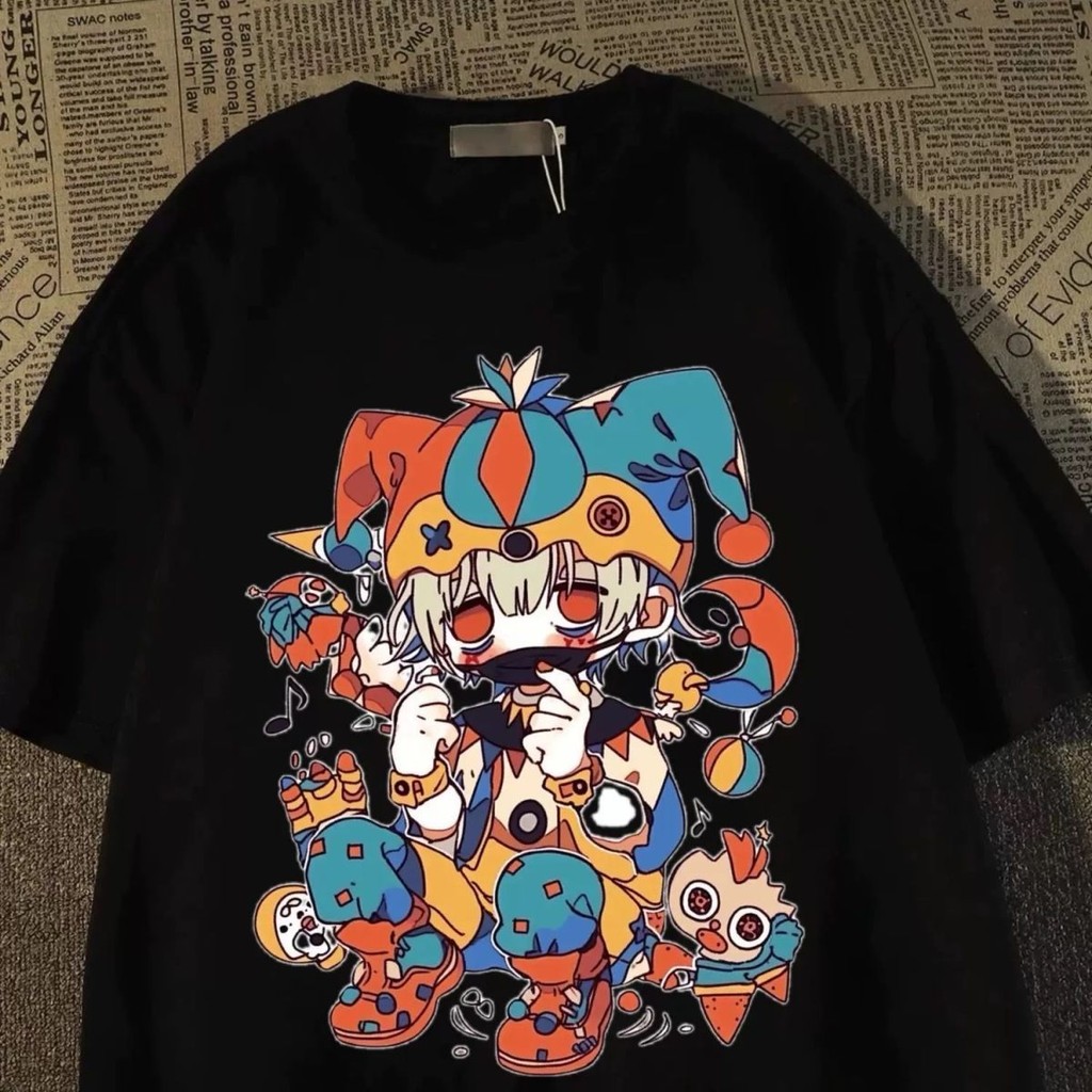 Kaos Oblong Katun Trendy dengan Desain Anak Laki-Laki Sirkus, Model Lebar, Cocok untuk Pria dan Wani