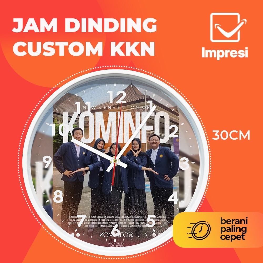 Custom Jam Dinding KKN Hadiah Kenang-Kenangan PKL Custom Foto dan Logo - Mappi