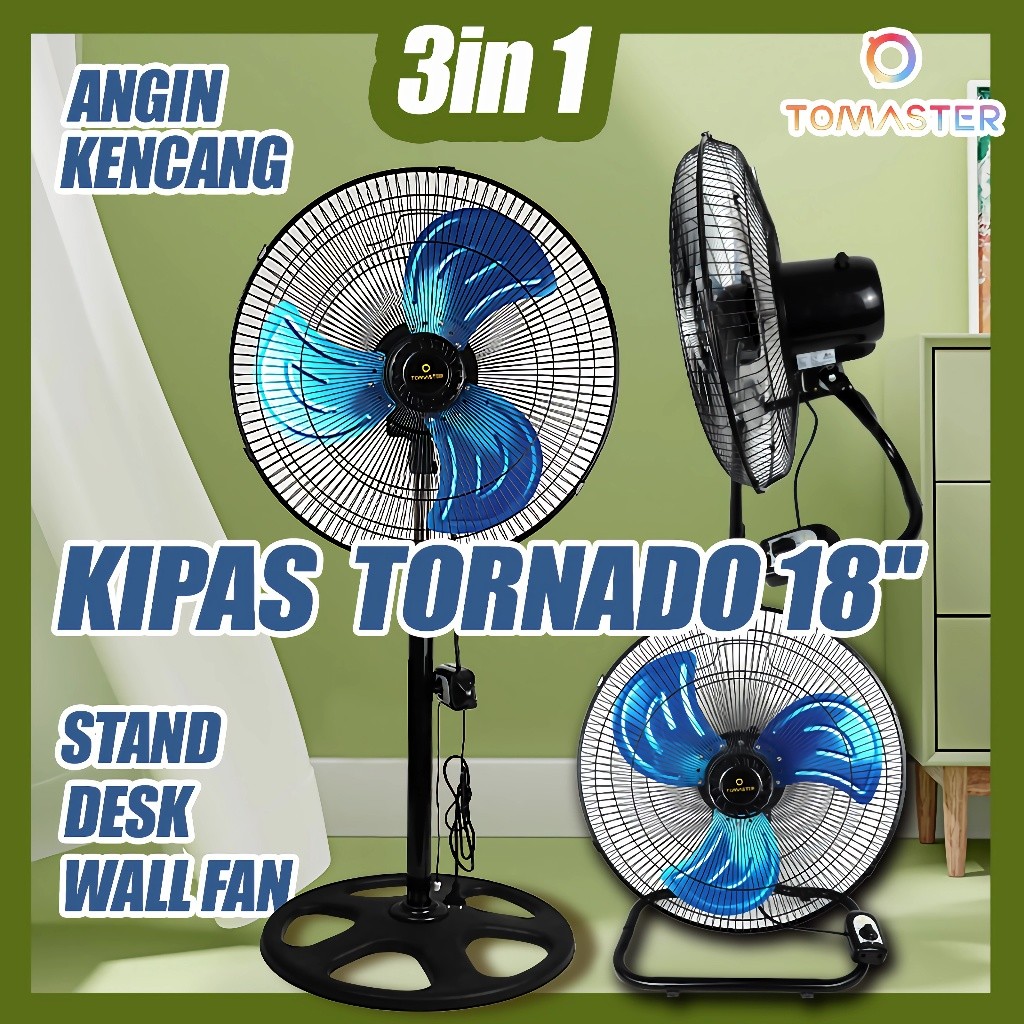 Ppmo - Kipas angin besi Tomaster  3in1 stand fan/kipas angin/kipas angin dinding/kipas/kipas angin b