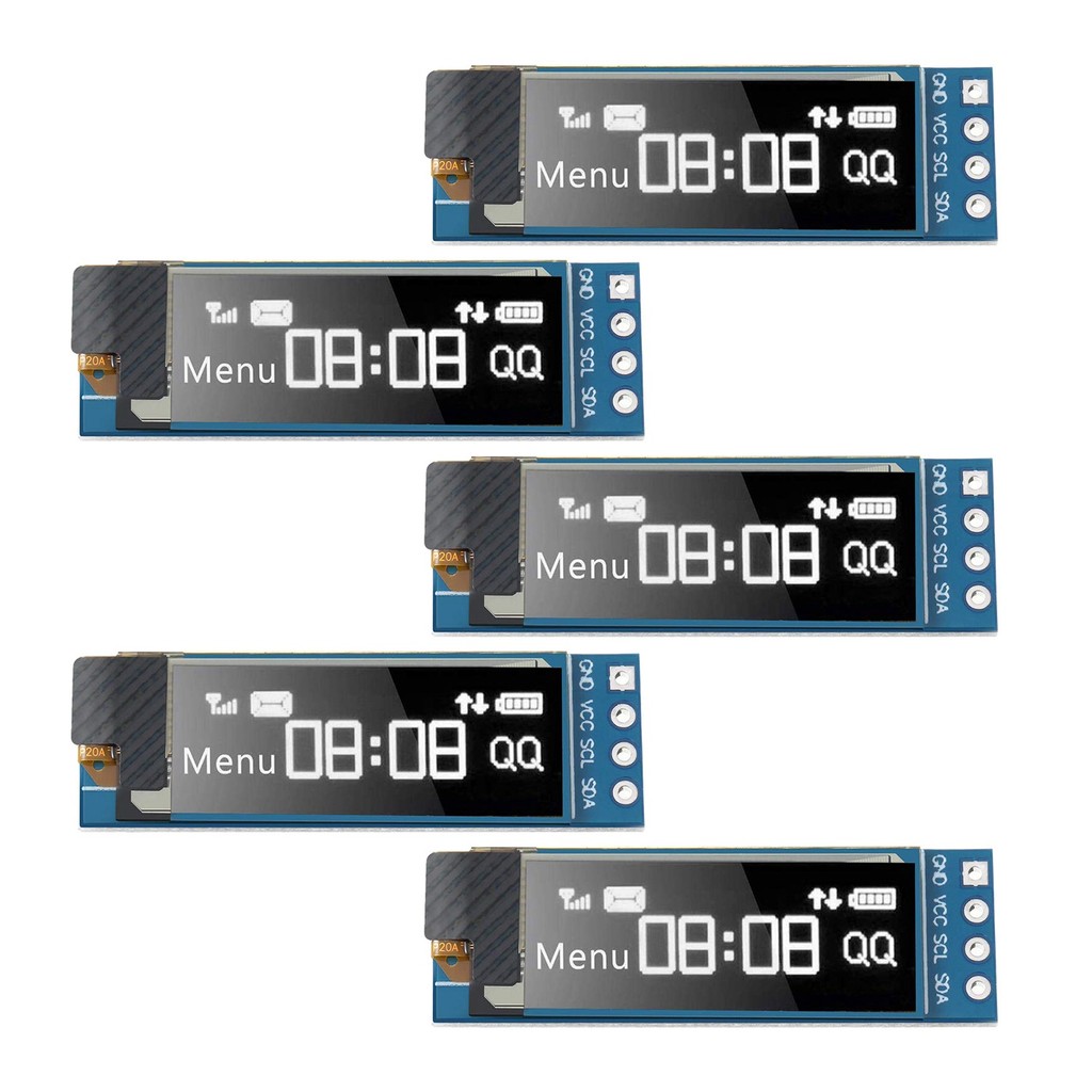 CEA 5 Pieces I2C Display Module 0.91 Inch I2C OLED Display Module I2C OLED Screen Driver DC 3.3V-5V