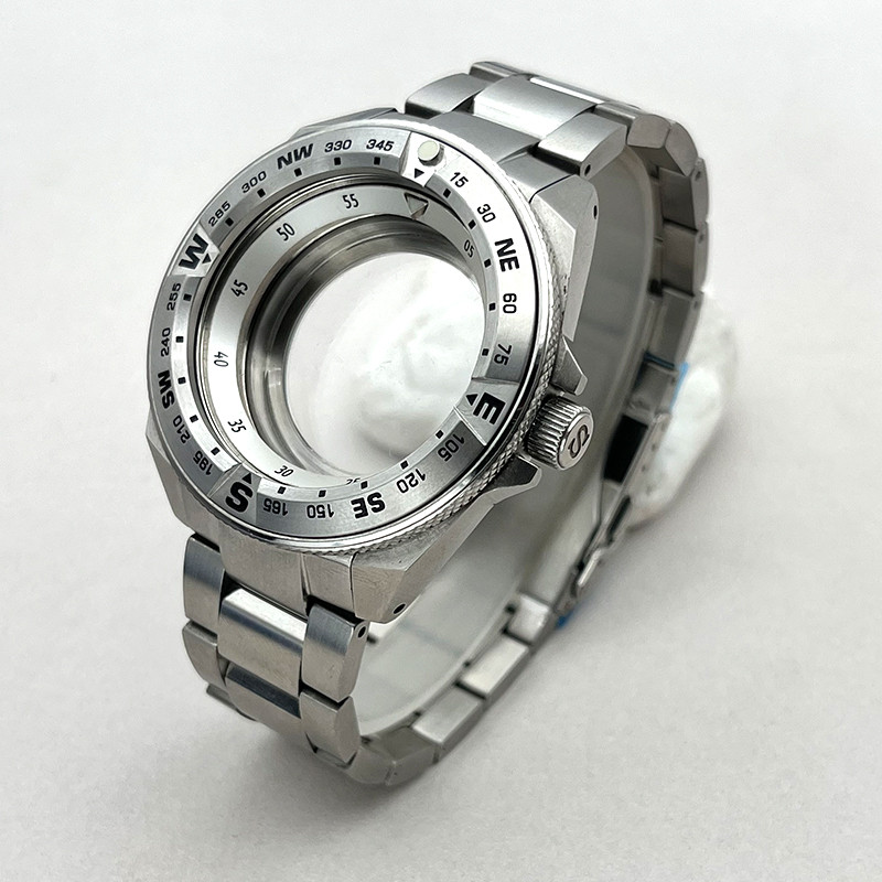 Silver 45mm Seiko Samurai King Series Wat Cases Bezel ert With The Strap Fits NH35 NH36 7S26 Movemen