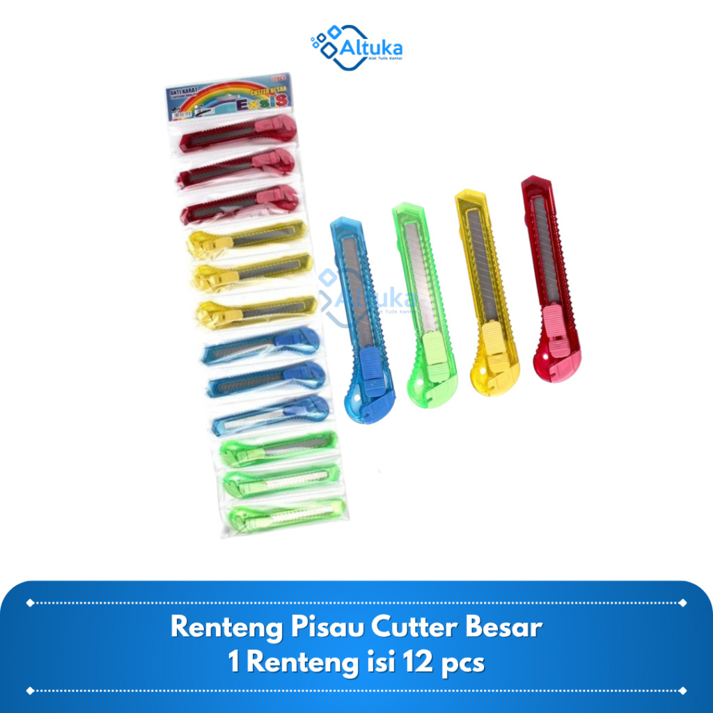 (12 pcs) Pisau Kater Cutter Plastik Besar Tajam Renteng 1 Lusin