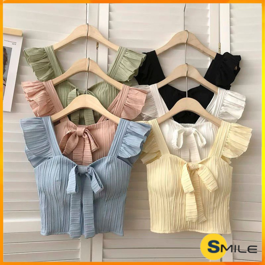 Tanktop Simpul Pita Tanktop Crop Top Tanktop Streetwear Tanktop Wanita Slim Only  4144