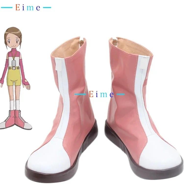 Yagami Hikari Cosplay Shoes Kari Kamiya Hikari Cosplay Props Anime PU Leather Shoes Halloween Carniv