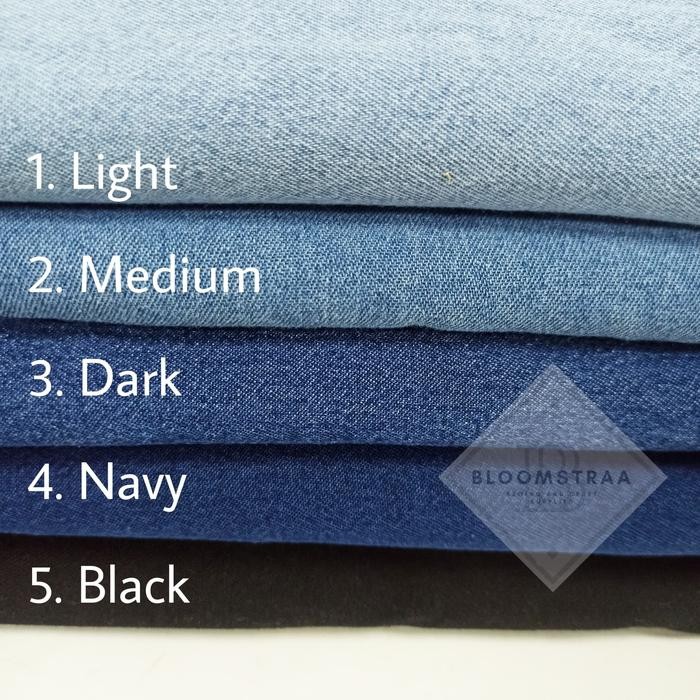 HOT PRODUK kain denim washing kain jeans bahan denim bahan jeans washing blue bir - Hitam