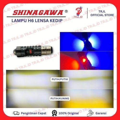 Lampu Utama H6 Lensa Kedip Flash Biru Merah Laser Beam Demon Senja motor sepeda Universal SHINAGAWA