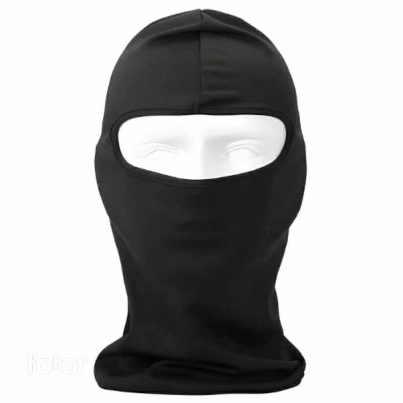 Masker Full Face Spandex Balaclava Ninja Polos Mask Hitam panjang