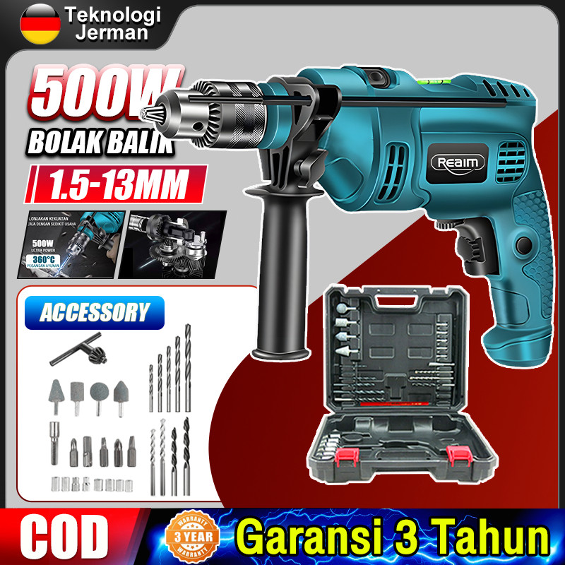 COZYNEST Reaim Bor Listrik 13mm Mesin Bor Bor Impact Bolak Balik Bor Listrik Impact Impact Drill Lis