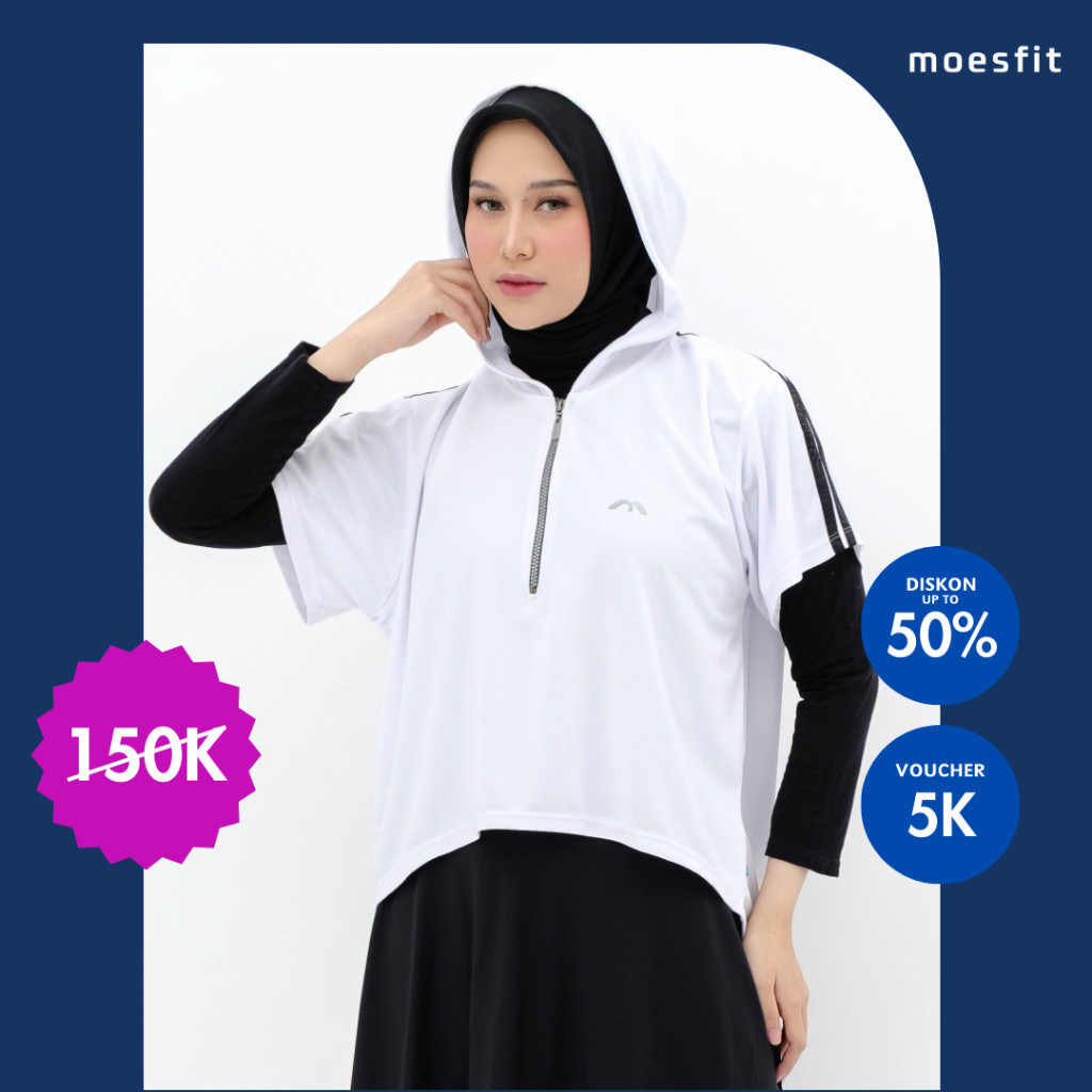 BERGU_ID - Rompi Hoodie Olahraga Wanita Outer Hijab Sporty Muslimah Dry Fit Abu