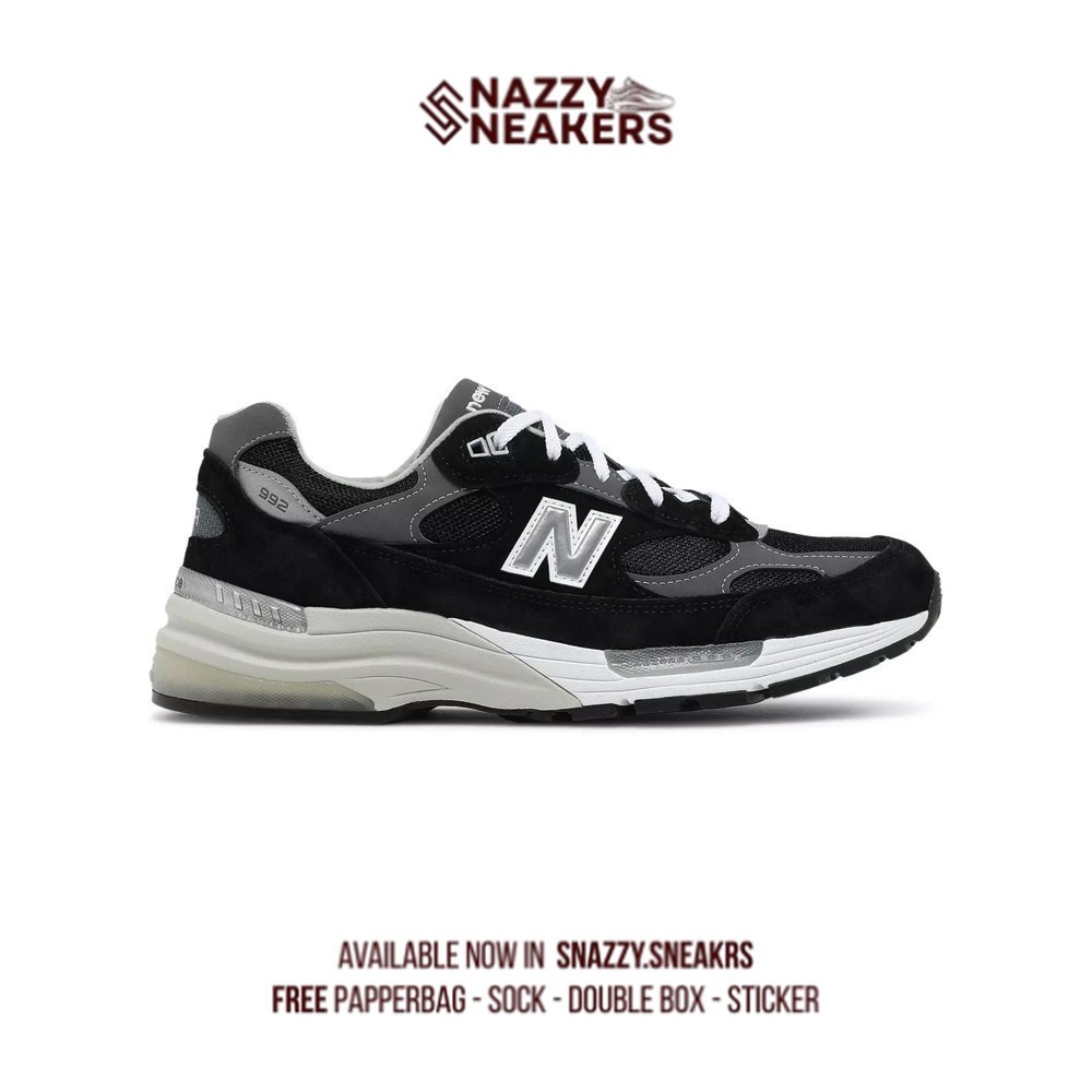 Sepatu New Balance 992 Black Grey Sneakers Original unisex