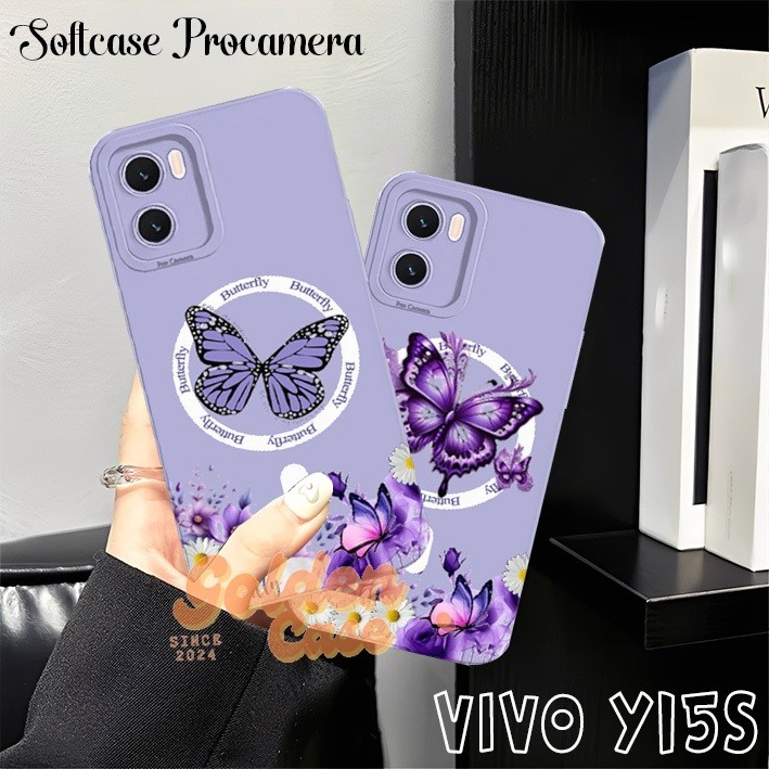 [17] Shockproof Vivo Y15S Y15A Y01 Y01A Motif butterfly aesthetic ungu lucu cute silikon lentur bump