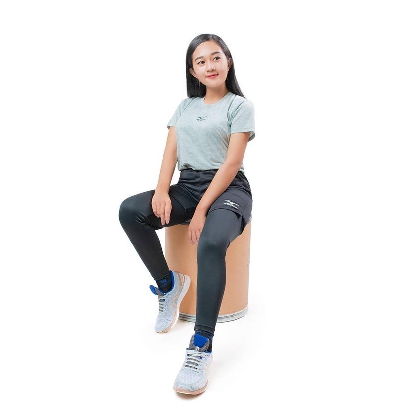 Celana voli mizuno cewek belah pinggir | Celana polos hitam cewek press body