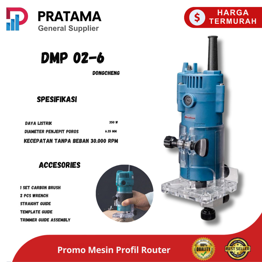DONGCHENG DMP 02-6 Mesin Profil Trimmer Kayu 6mm / Mesin Trimmer listrik Profil Kayu 6mm