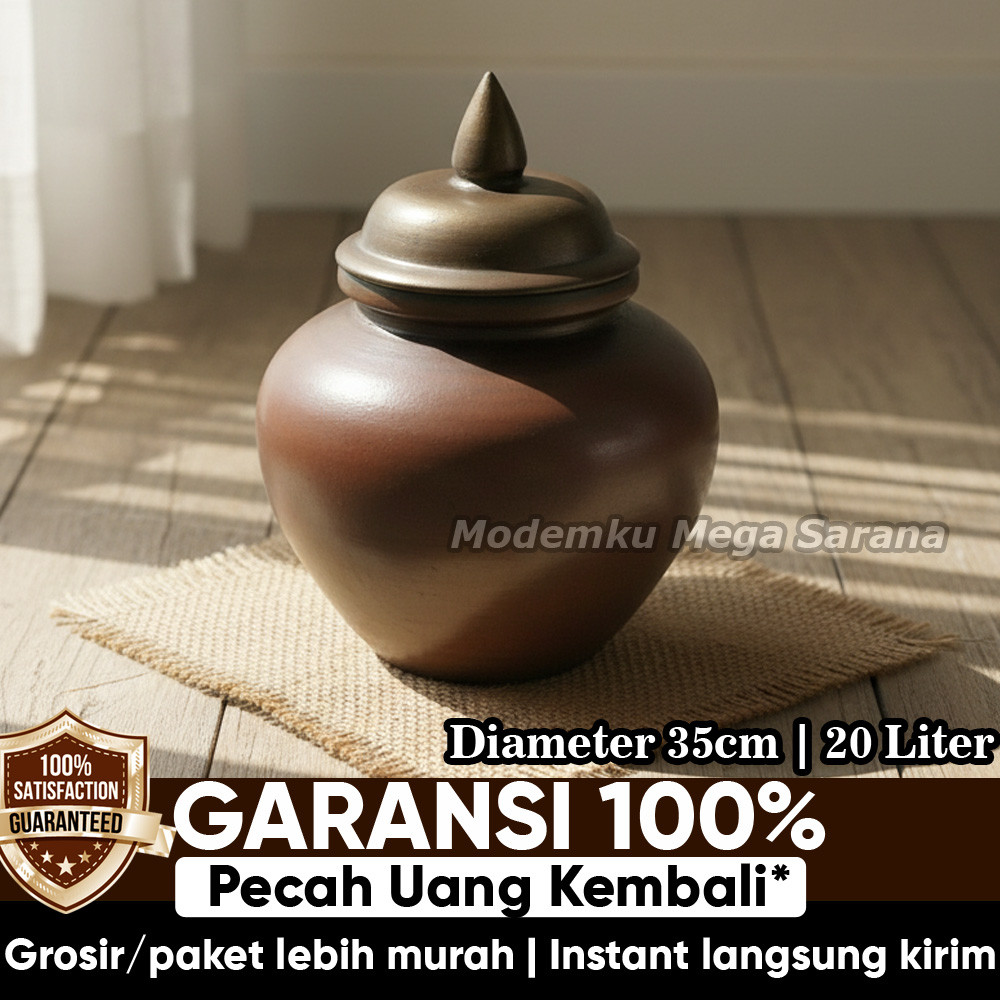 Pawon Gerabah | Gentong Tanah Liat Gerabah Tempat Wadah Beras Genthong Air Tradisional -  20 Liter -