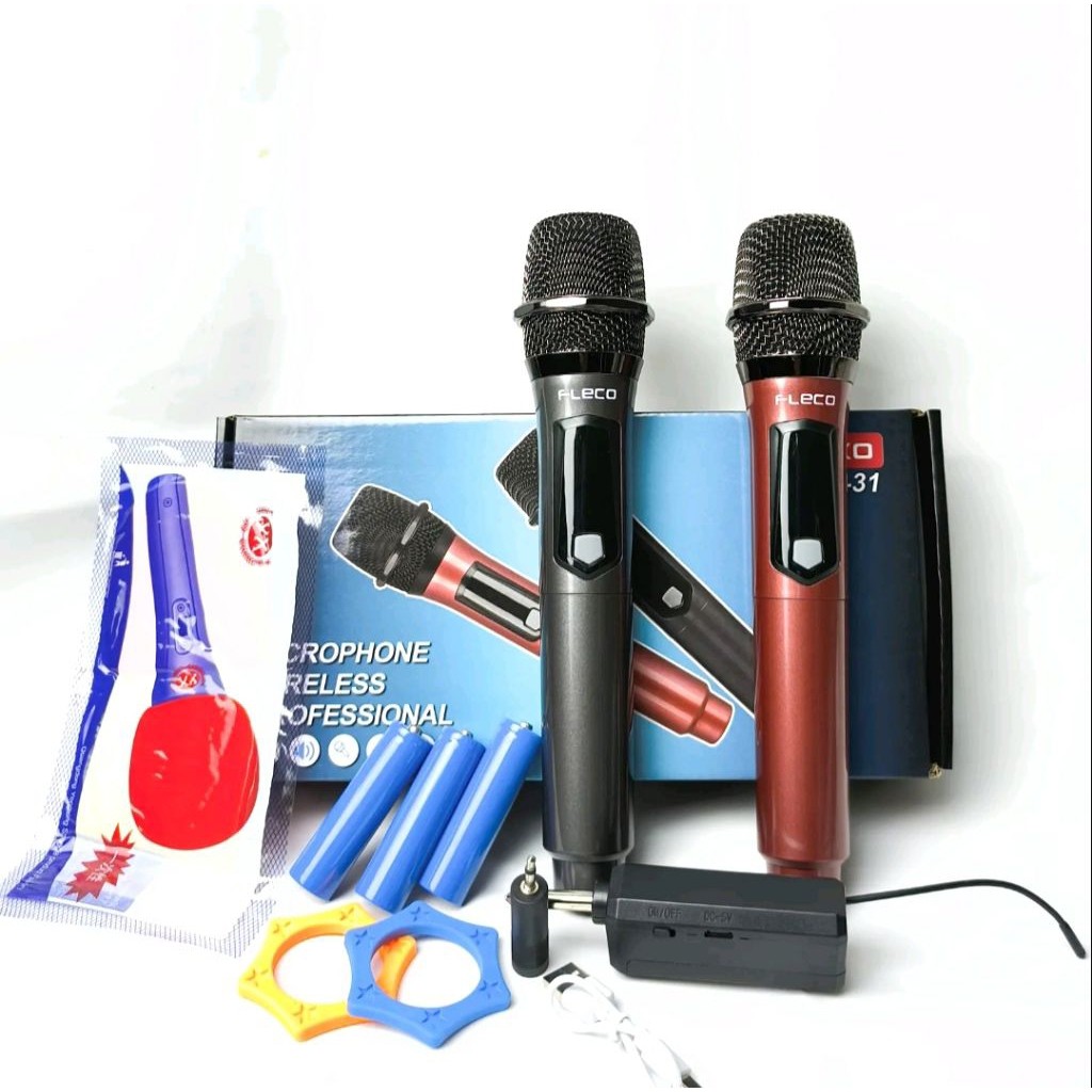 BEST SELLER Mic Karaoke Wireless Fleco M-31 mic karaoke isi 2pc mic wireless m31s mic single mic hit