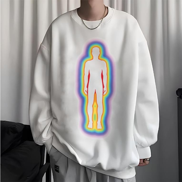 Louis - Sweater Crewneck Oversize Sweater Pria Glitch Aura Bahan Cotton