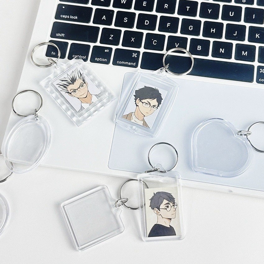 G6821 Keychain Akrilik Bening Polos Insert Photo / Gantungan Kunci Akrilik Bening Polos / Gantungan 