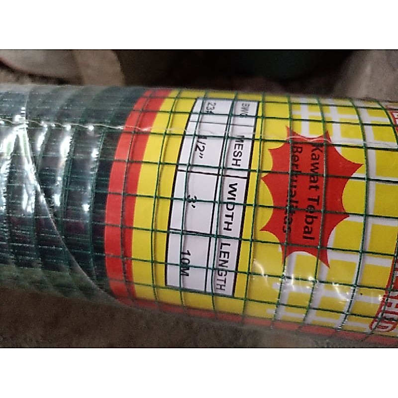 Kawat Loket Hijau 1/2 Inch - Lebar 90cm x Panjang 8 Meter - Ram Kandang Tebal & Awet