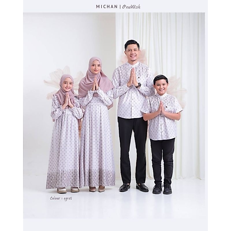 Sarimbit keluarga warna putih baju muslim seragam keluarga warna putih sarimbit batik keluarga warna