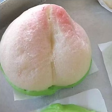 Bapao Bakpao vegetarian isi 2  buah Persik isian kacang hijau pandan alami