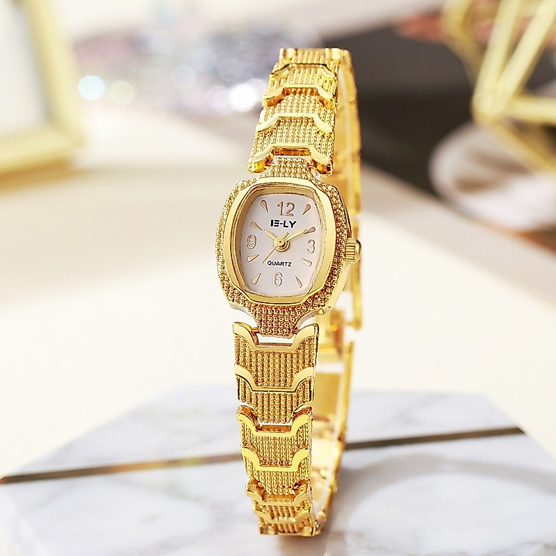 Jam Tangan Wanita Original Lapisan Emas Dial Kotak Mini Logam Anti Air Jam Tangan Anak Perempuan