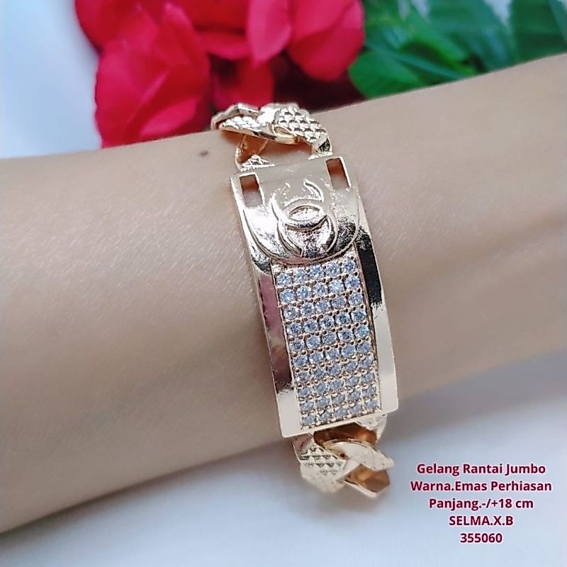 gelang rantai sisik naga plat titanium aksesories fashion wanita kekinian