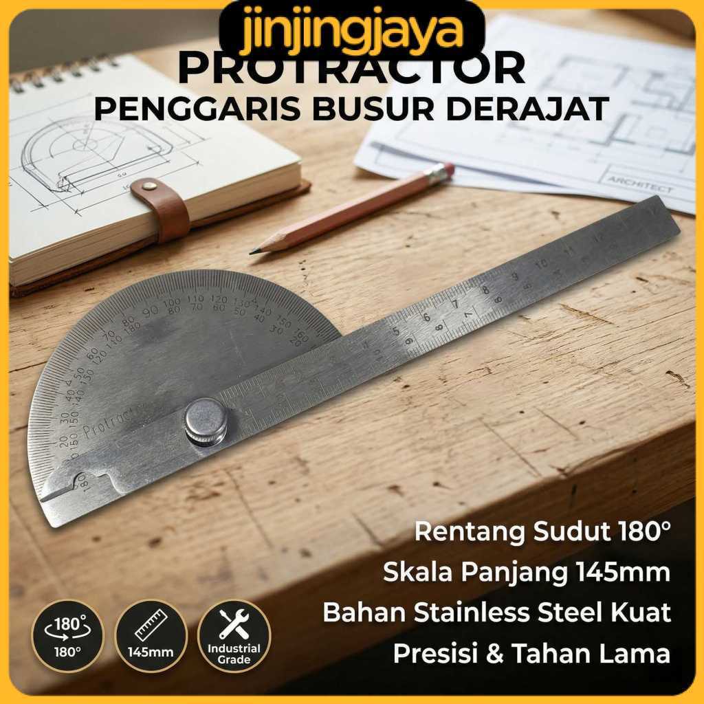 Penggaris Busur Derajat Measuring 145mm 180Degree - PR180