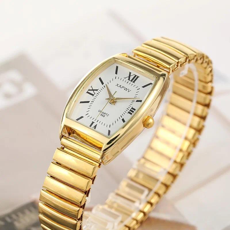 Fashionable Barrel-Shaped Simple Elegant Elegant Quartz Watch Women's Elastic Band Retro Women's Wat
