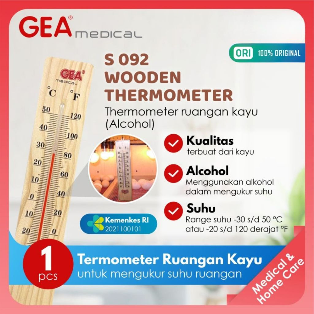 GEA Termometer Ruangan Kayu / Wooden Thermometer / Thermometer Ruangan