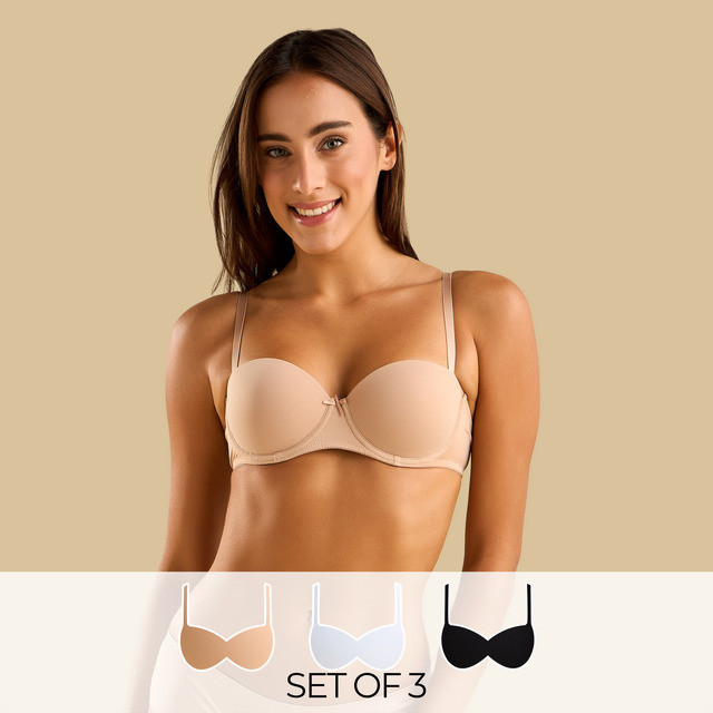 Max Fashions 3Pk Blackwhtnude Balco Bra Black Multishade