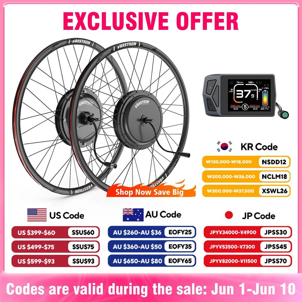 48V1500W 1000W Front Hub Motor Ebike Kit Rear Gearless Brushelss Motor 26" 27.5" 700C Electric Bike 