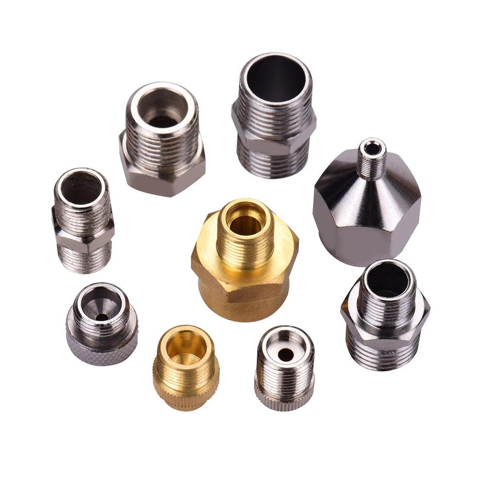 9pcs Airbrush Adapter Kit Multi-Size Fitting Connector Set for airbrush air hose Compatible with Bad