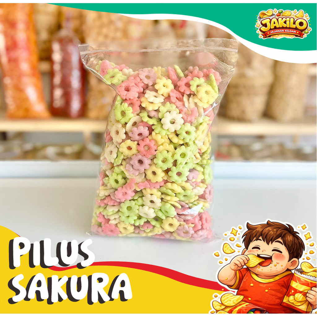 Pilus Ribut Sakura 500gr Ajisan Kembang Ribut - JAKILO Jajanan Kiloan